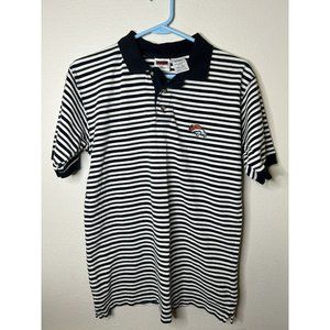 Vintage 90s Denver Broncos Iron Knights Polo Shirt Mens MD Gray Blue Stripes